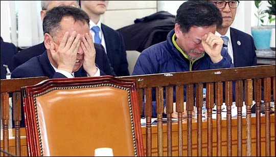 10일 국회 행안위에서 열린 제천 스포츠 센터 화재 참사 현안보고 전체회의에 참석한 유가족들이 화재 영상을 보며 오열하고 있다. ⓒ데일리안 박항구 기자
