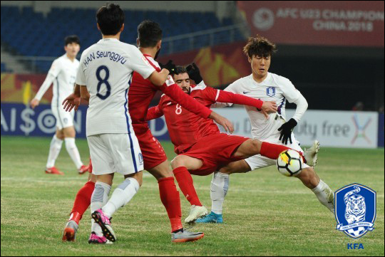 시리아를 상대로 득점 없이 무승부를 기록한 U-23 대표팀. ⓒ 대한축구협회