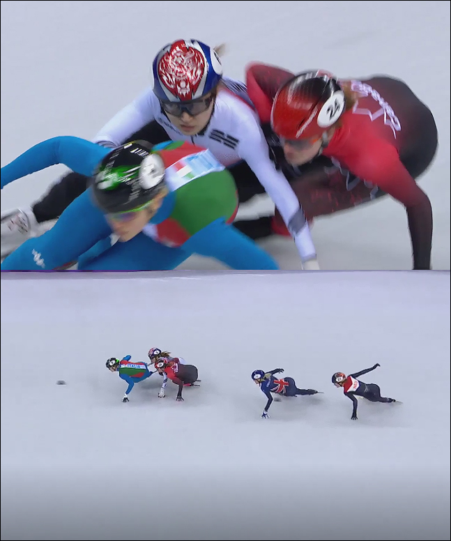 최민정 500m 결승 실격. 중계화면 캡처