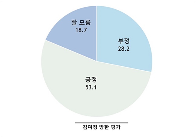 전체조사대상자 중 과반 이상은 김여정 방한에 대해