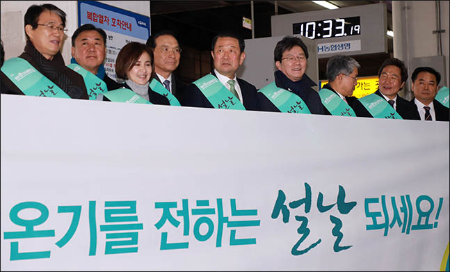유승민 바른미래당 공동대표와 박주선 공동대표 등이 설 연휴를 하루 앞둔 14일 오전 서울 용산구 용산역 승강장에서 고향으로 향하는 귀성객들에게 인사하고 있다.(자료사진) ⓒ데일리안 류영주 기자