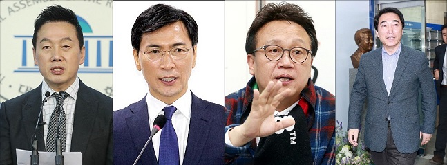 (왼쪽부터)정봉주 전 의원, 안희정 전 충남지사, 민병두 의원, 박수현 전 청와대 대변인 ⓒ데일리안