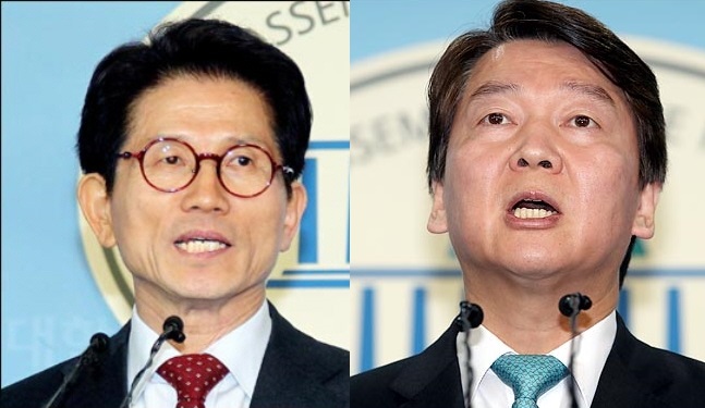김문수 자유한국당 서울시장 후보(왼쪽)는 17일 안철수 바른미래당 서울시장 후보와 야권 후보 단일화 가능성을 내비쳤다. 반면 바른미래당 안철수 서울시장 후보(오른쪽)는 시큰둥한 반응이다.(자료사진)ⓒ데일리안 박항구 기자
