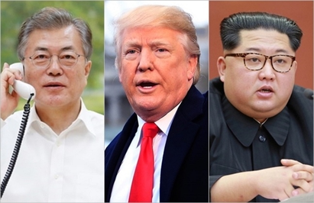 문재인 대통령, 도널드 트럼프 미국 대통령, 김정은 북한 국무위원장 ⓒ데일리안