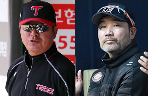 주중 3연전 맞대결을 앞두고 있는 류중일 감독과 한용덕 감독. ⓒ 연합뉴스