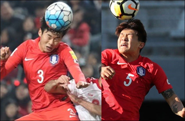 뼈 아픈 부상을 당한 김진수와 김민재. ⓒ 연합뉴스