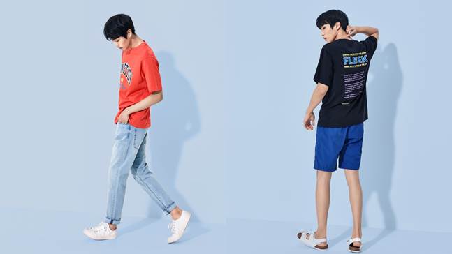 스파오 드라이어스 티셔츠와 팬츠.ⓒ이랜드