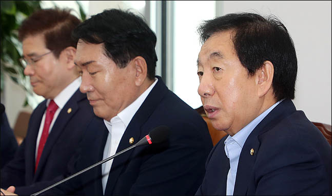 김성태 자유한국당 대표 권한대행 겸 원내대표가 지난 13일 오전 국회에서 열린 원내대책회의에서 발언하고 있다. (자료사진) ⓒ데일리안 박항구 기자