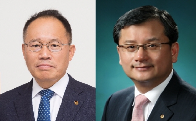 옥경석 (주)한화 화약·방산 통합 부문 대표이사(왼쪽)과 여승주 한화생명 각자 대표이사.ⓒ한화그룹