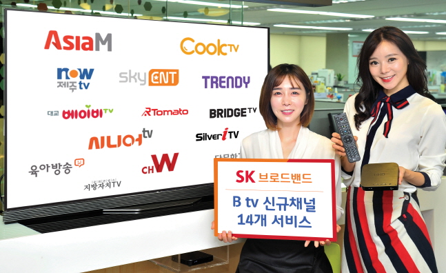 SK브로드밴드는 지난 11일부터 B tv에서 신규 채널 14개를 서비스를 시작했다. ⓒ SK브로드밴드