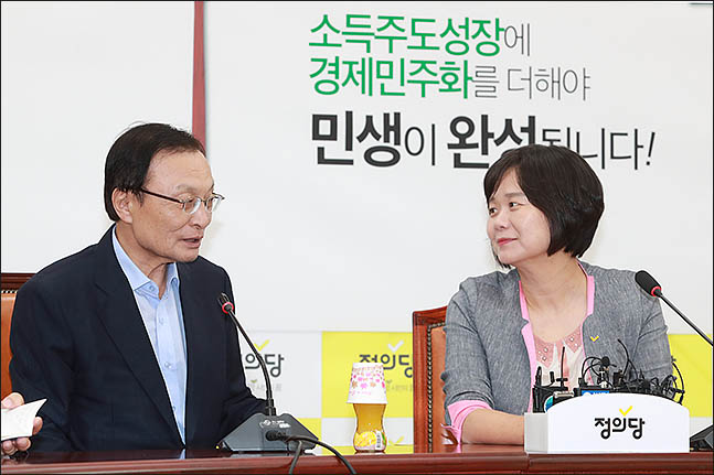 더불어민주당 이해찬 대표와 정의당 이정미 대표(자료사진). ⓒ데일리안 류영주 기자